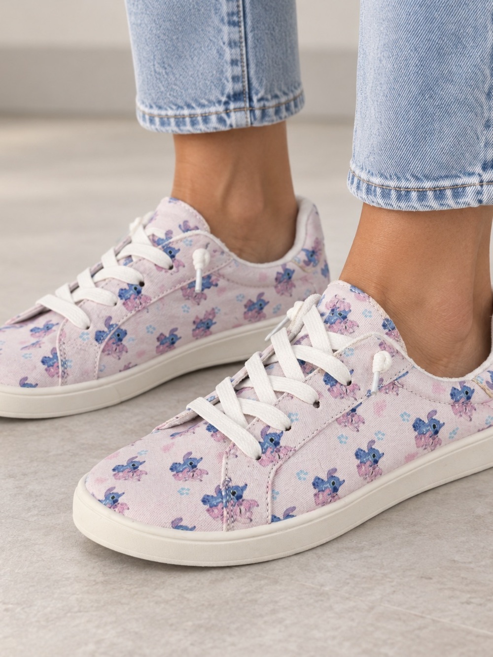 Disney Lilo & Stitch Angel Pink Canvas Lace-Up Sneakers Hard to Find